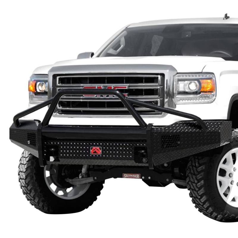 Fab Fours - Fab Fours GM07-K2162-1 Black Steel Front Bumper with Pre-Runner Guard for GMC Sierra 1500 2007-2013