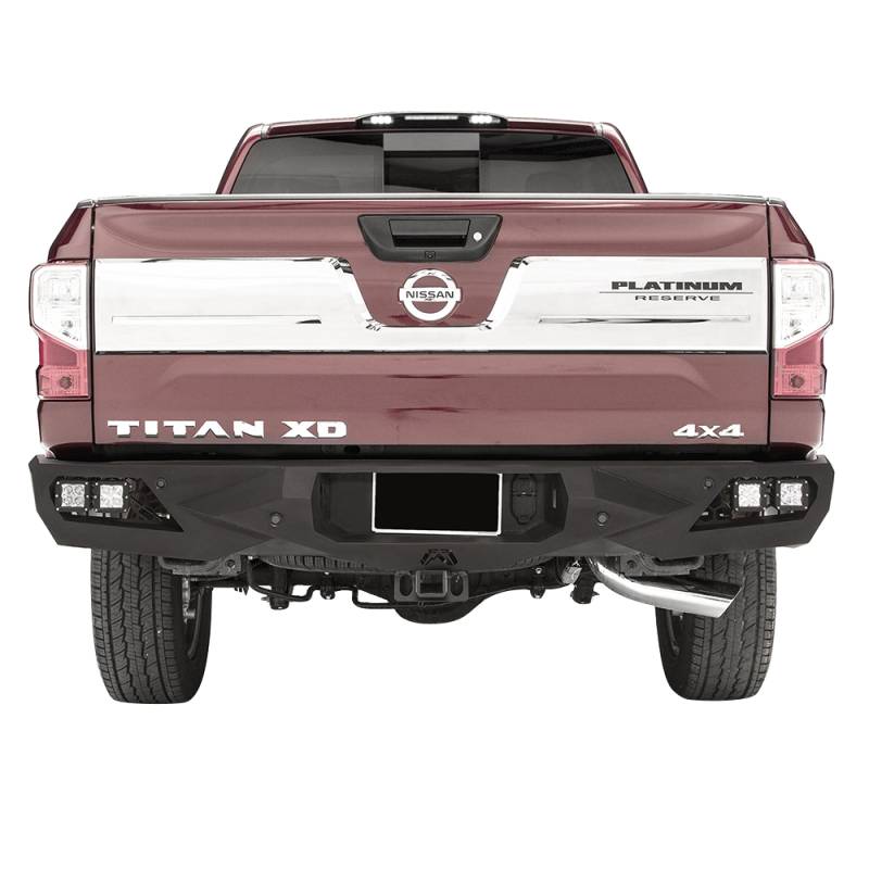 Fab Fours - Fab Fours NT16-E3751-1 Vengeance Rear Bumper with Sensor Holes for Nissan Titan XD 2016-2019