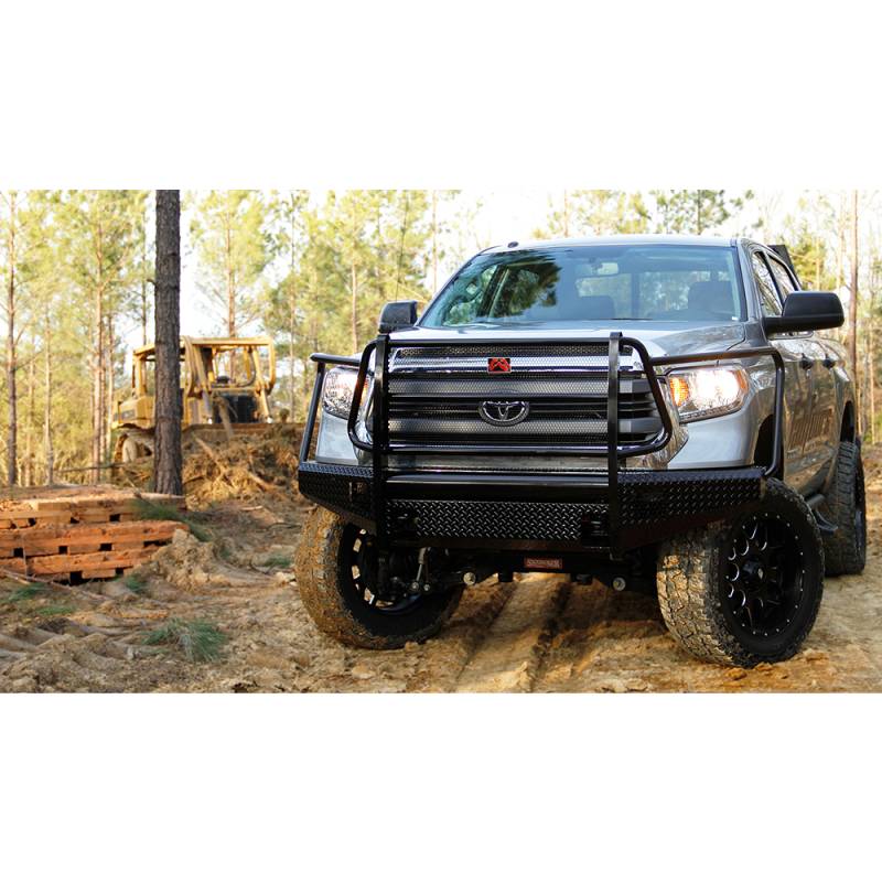 Fab Fours - Fab Fours TT14-K2860-1 Black Steel Front Bumper with Full Grille Guard for Toyota Tundra 2014-2019