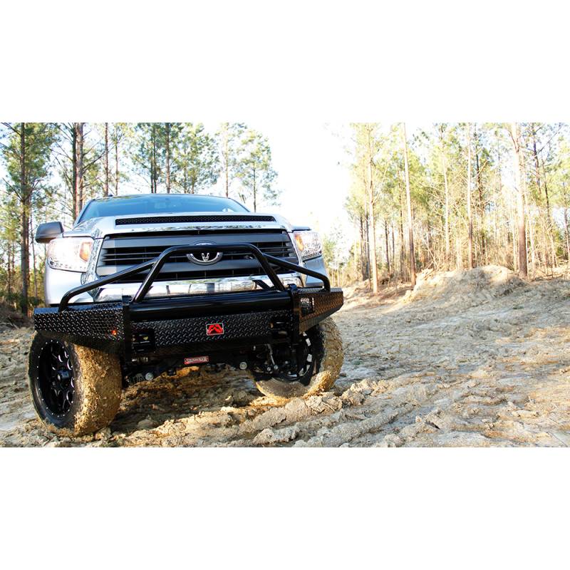Fab Fours - Fab Fours TT14-K2862-1 Black Steel Front Bumper with Pre-Runner Bar Guard for Toyota Tundra 2014-2019