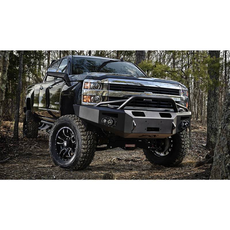 Fab Fours - Fab Fours CH14-A3052-1 Premium Winch Front Bumper with Pre-Runner Guard for Chevy Silverado 2500/3500 2015-2019