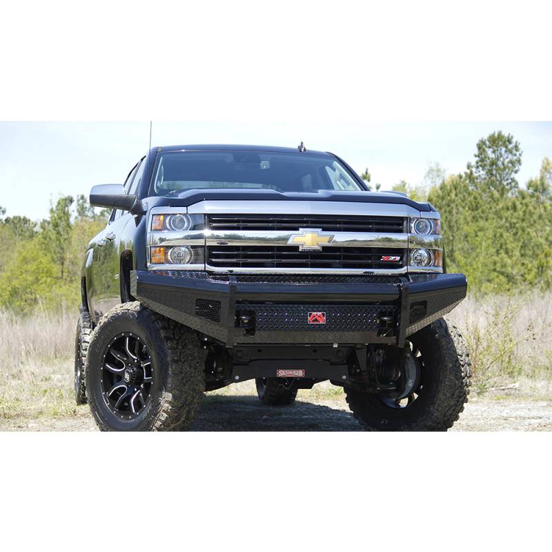 Fab Fours - Fab Fours CH14-S3061-1 Black Steel Front Bumper for Chevy Silverado 2500/3500 2015-2019