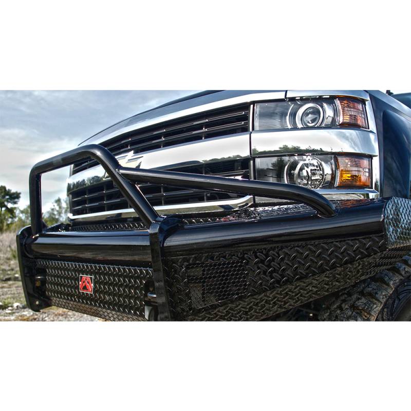 Fab Fours - Fab Fours CH14-S3062-1 Black Steel Front Bumper with Pre-Runner Guard for Chevy Silverado 2500/3500 2015-2019