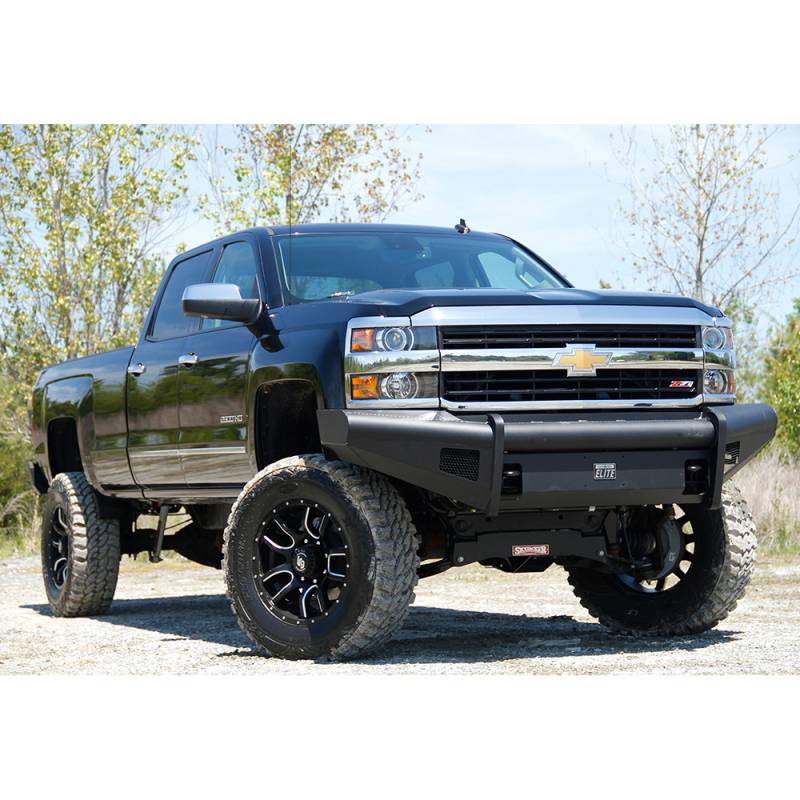 Fab Fours - Fab Fours CH14-Q3061-1 Black Steel Elite Smooth Front Bumper for Chevy Silverado 2500/3500 2015-2019