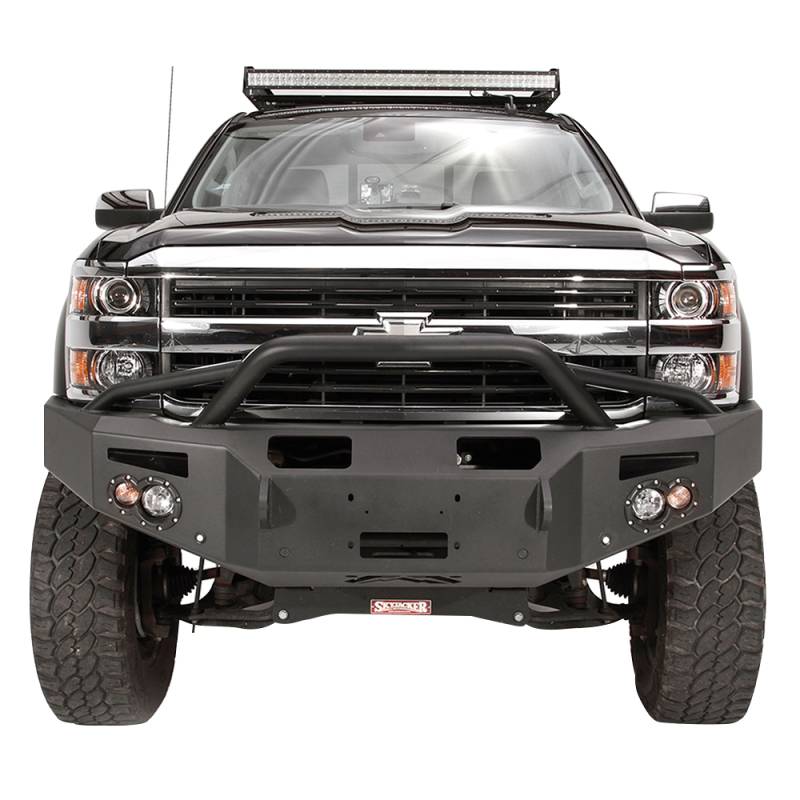 Fab Fours - Fab Fours CH14-C3052-1 Premium Winch Front Bumper with Pre-Runner Guard for Chevy Silverado 2500/3500 2015-2019
