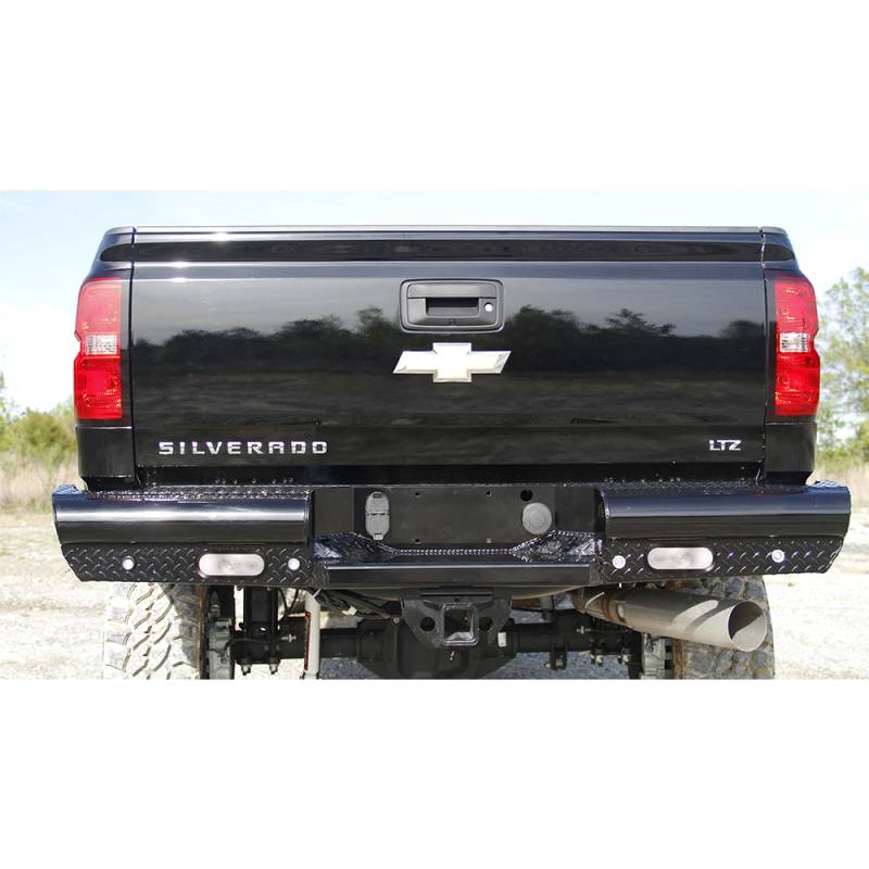 Fab Fours - Fab Fours CH14-T3050-1 Black Steel Rear Bumper for Chevy Silverado 2500/3500 2015-2019