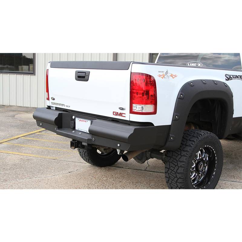 Fab Fours - Fab Fours CH14-U3050-1 Black Steel Elite Smooth Rear Bumper for GMC Sierra 2500/3500 2015-2019