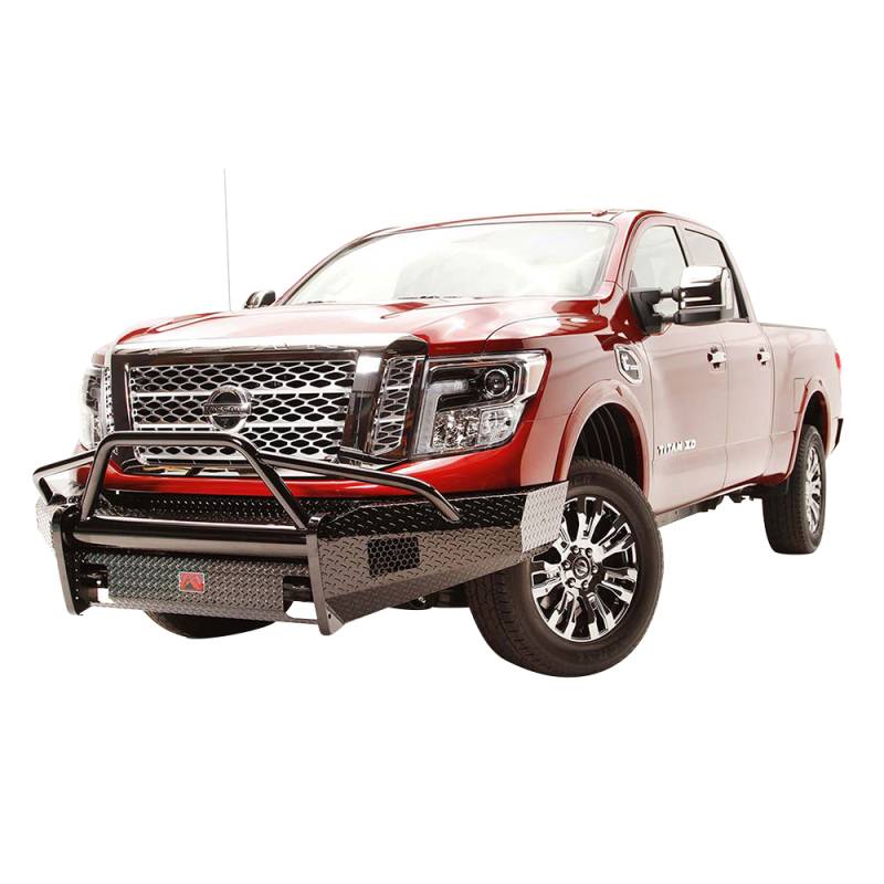 Fab Fours - Fab Fours NT16-K3762-1 Black Steel Front Bumper with Pre-Runner Guard for Nissan Titan XD 2016-2019
