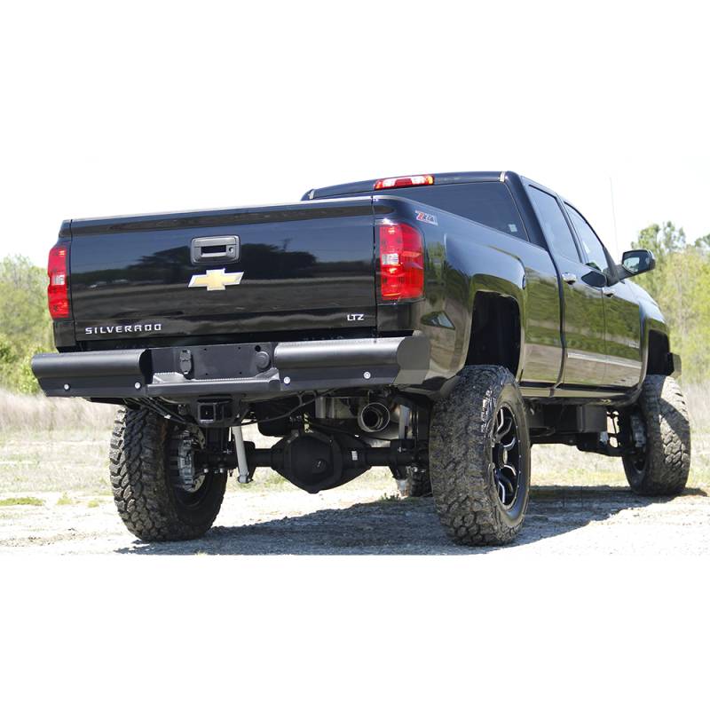 Fab Fours - Fab Fours CH14-U3050-1 Black Steel Elite Smooth Rear Bumper for Chevy Silverado 2500/3500 2015-2019