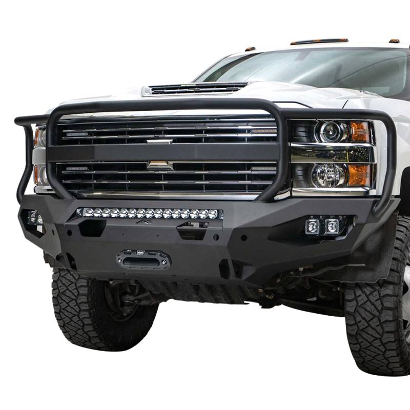 Fab Fours - Fab Fours CH15-X2750-1 Matrix Front Bumper with Grille Guard for Chevy Silverado 2500 HD/3500 HD 2015-2019