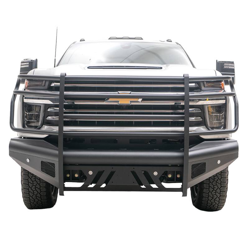 Fab Fours - Fab Fours CH20-Q4960-1 Black Steel Elite Smooth Front Bumper with Grille Guard for Chevy Silverado 2500/3500 2020-2021