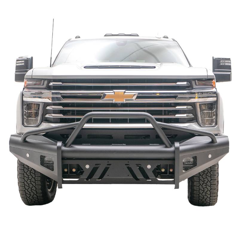 Fab Fours - Fab Fours CH20-Q4962-1 Black Steel Elite Smooth Front Bumper with Pre-Runner Guard for Chevy Silverado 2500/3500 2020-2021
