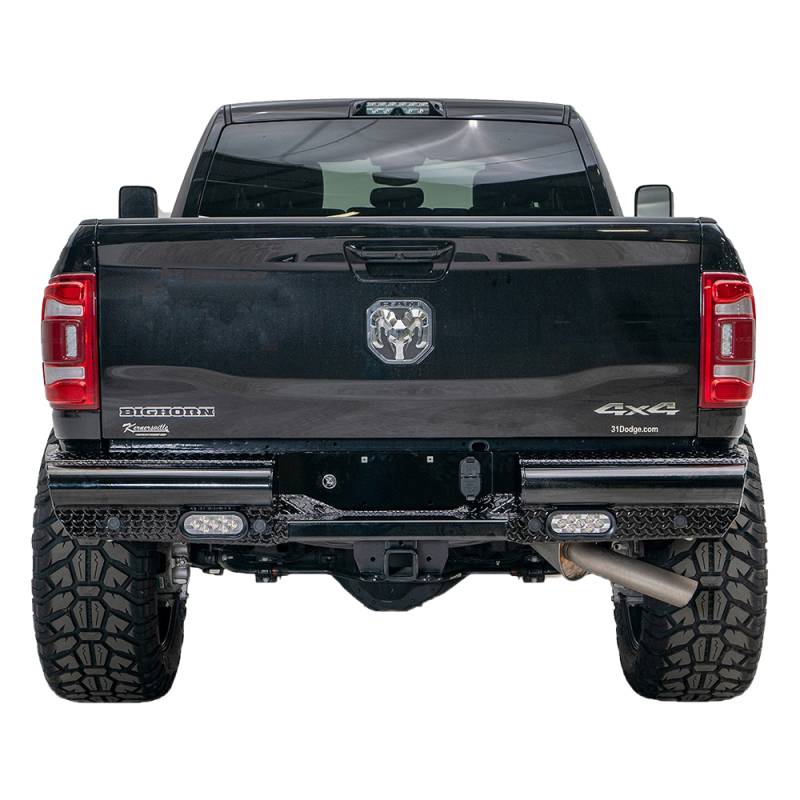 Fab Fours - Fab Fours DR19-T4450-1 Black Steel Rear Bumper for Dodge Ram 2500/3500 2019-2021