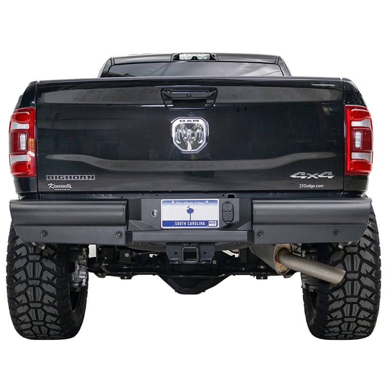 Fab Fours - Fab Fours DR19-U4450-1 Black Steel Elite Smooth Rear Bumper For Dodge Ram 2500/3500 2018-2020