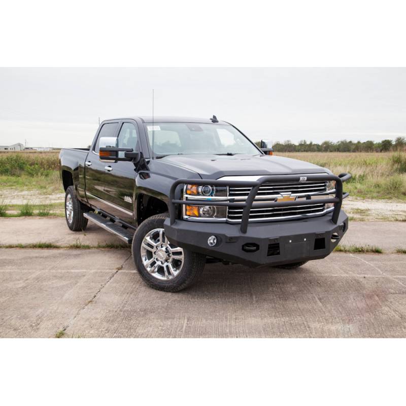 Tough Country - Tough Country EFR3415CALWFS Evolution Front Bumper Full Top Sensor Holes with Grille Guard for Chevy Silverado 2500/3500 2015-2018