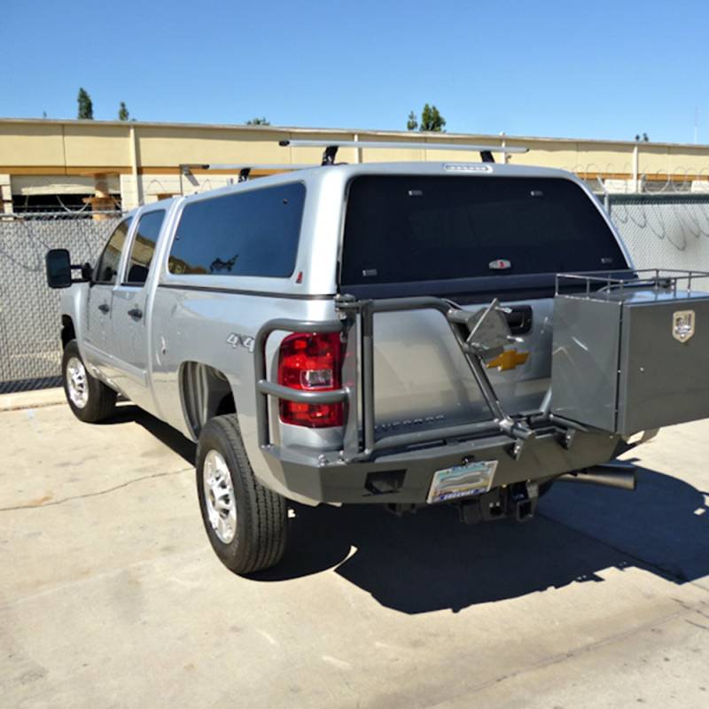 Aluminess - Aluminess 210028 Rear Bumper with Brush Guard and Swing Arm for Chevy Silverado 2500/3500 2007-2010