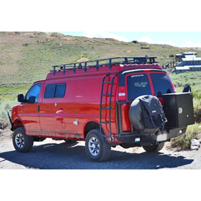 Aluminess - Aluminess 210045 Rear Bumper with Brush Guard and Swing Arm for Chevy Express Van 2003-2019