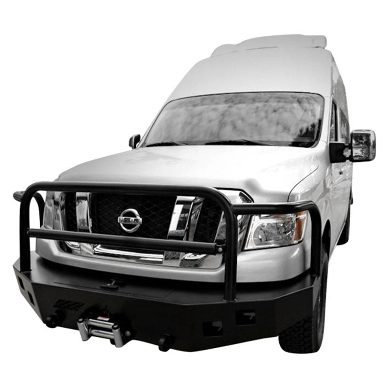 Aluminess - Aluminess 210244 Front Bumper with Brush Guard for Nissan NV 2011-2018