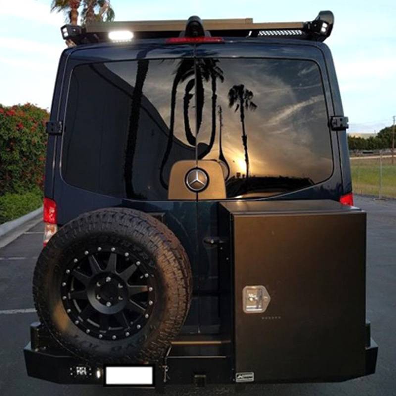 Aluminess - Aluminess 210288 Rear Bumper with Hitch and Swing Arm - Single Rear Wheel for Mercedes Sprinter 2007-2018