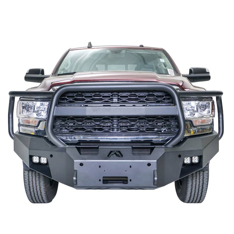 Fab Fours - Fab Fours DR19-A4450-1 Premium Front Bumper with Full Grill Guard for Dodge Ram 2500/3500 2019-2021