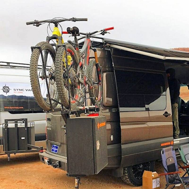 Aluminess - Aluminess 210005.3 Rear Bumper with Brush Guard and Bike Rack Swing Arm (8x6.5 Bolt Pattern) for Ford Econoline Van 1992-2014