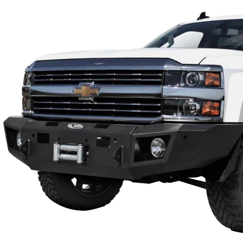 LOD Bumpers - LOD CFB1001 Winch Front Bumper with Sensor Holes for Chevy Silverado 2500/3500 2015-2019 - Black Texture