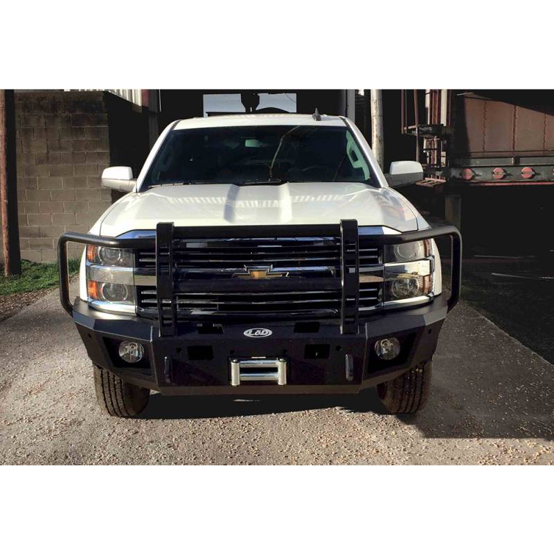 LOD Bumpers - LOD CFB1013 Winch Front Bumper with Full Guard and Sensor Holes for Chevy Silverado 2500/3500 2015-2019 - Bare Steel