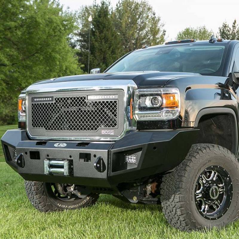 LOD Bumpers - LOD GFB1001 Winch Front Bumper with Sensor Holes for GMC Sierra 2500/3500 2015-2019 - Black Texture