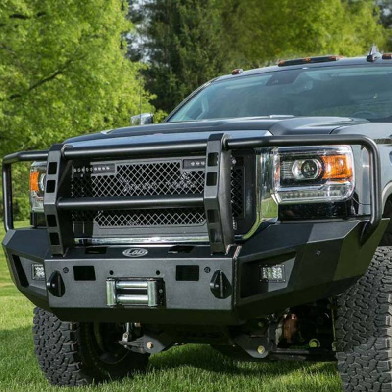 LOD Bumpers - LOD GFB1003 Winch Front Bumper with Full Guard and Sensor Holes for GMC Sierra 2500/3500 2015-2019 - Black Texture