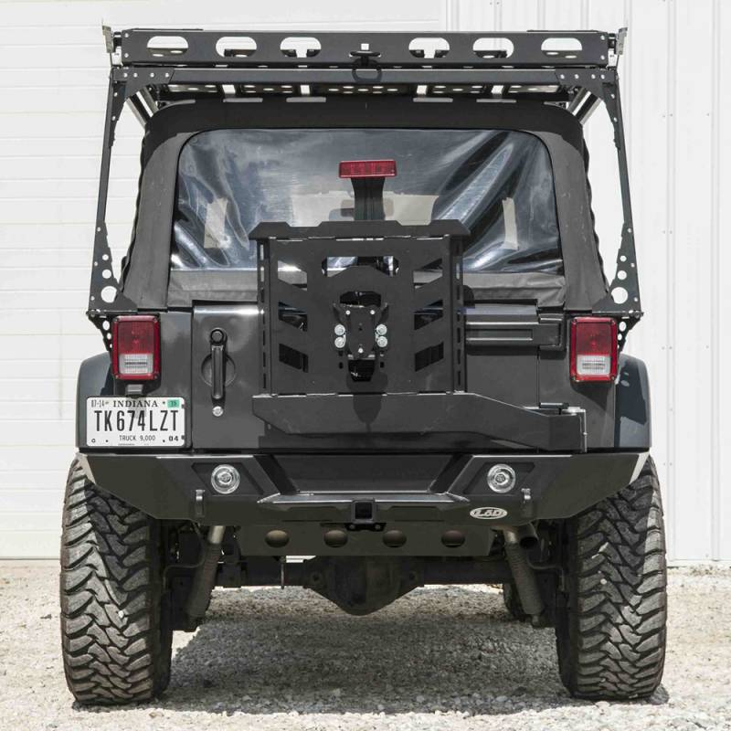 LOD Bumpers - LOD JBC0740 Destroyer Rear Bumper with Tire Carrier for Jeep Wrangler JK 2007-2018 - Bare Steel
