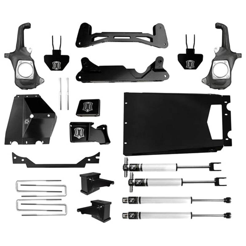 Icon Vehicle Dynamics - Icon K78201 Stage 1 6"-8" Front and Rear Lifted Suspension Lift Kit for Chevy Silverado and GMC Sierra 2500 HD/3500 HD 2011-2016