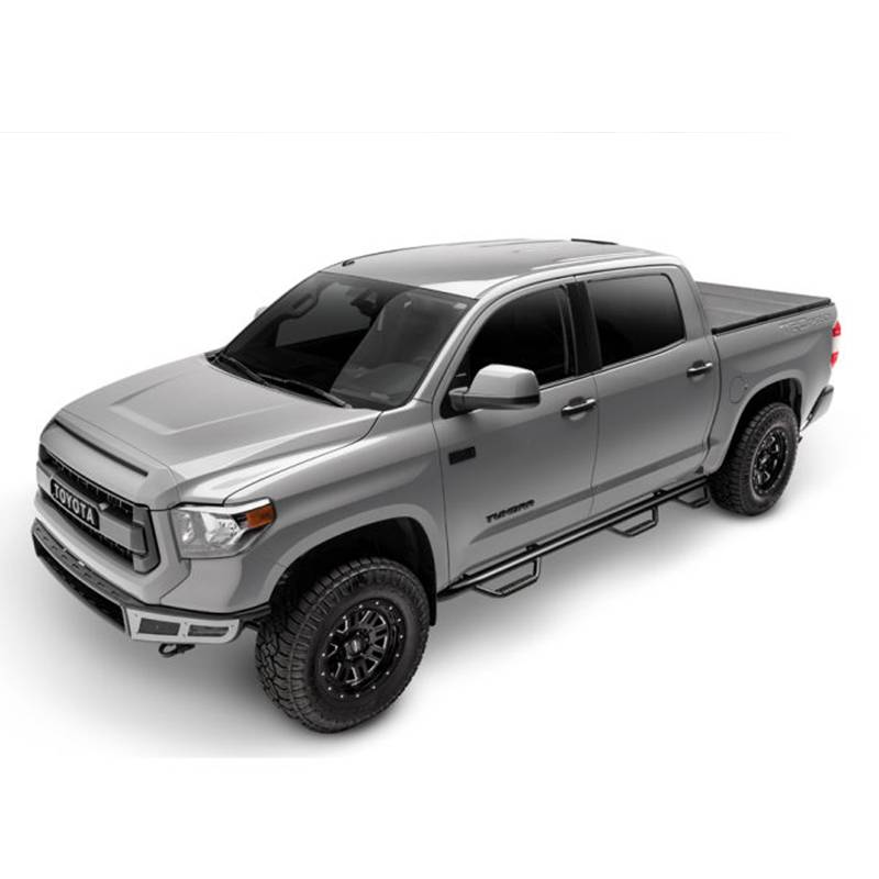 N-Fab - N-Fab C07100CC-6 Wheel to Wheel Nerf Bars with Bed Access for Chevy Silverado and GMC Sierra 1500 Crew Cab 2007-2013 - Gloss Black