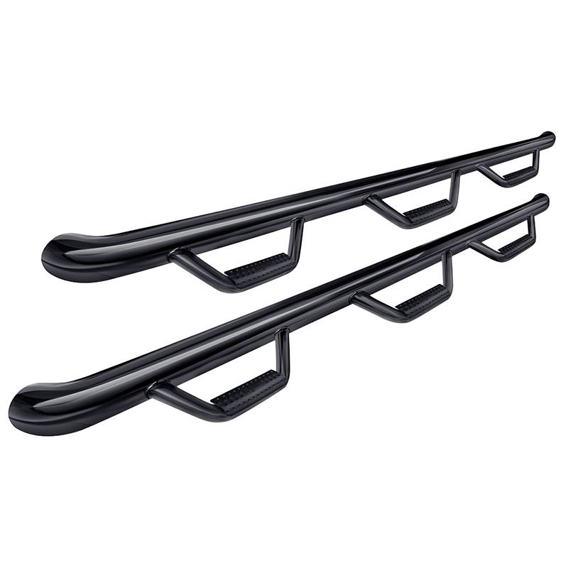 N-Fab - N-Fab C11115CC-6 Wheel to Wheel Nerf Bars with Bed Access for Chevy Silverado and GMC Sierra 1500/2500 HD/3500 HD Crew Cab 2011-2014 - Gloss Black
