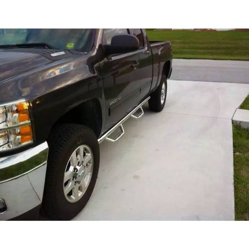 N-Fab - N-Fab C1189QC-SS Wheel to Wheel Nerf Bars for Chevy Silverado and GMC Sierra 1500/2500 HD/3500 HD Extended Cab 2011-2013 - Stainless Steel