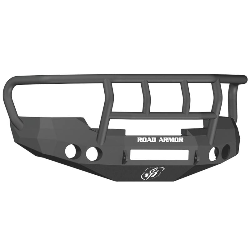 Road Armor - Road Armor 37702B-NW Stealth Non-Winch Front Bumper with Titan II Guard and Round Light Holes for Chevy Silverado 1500 2008-2013