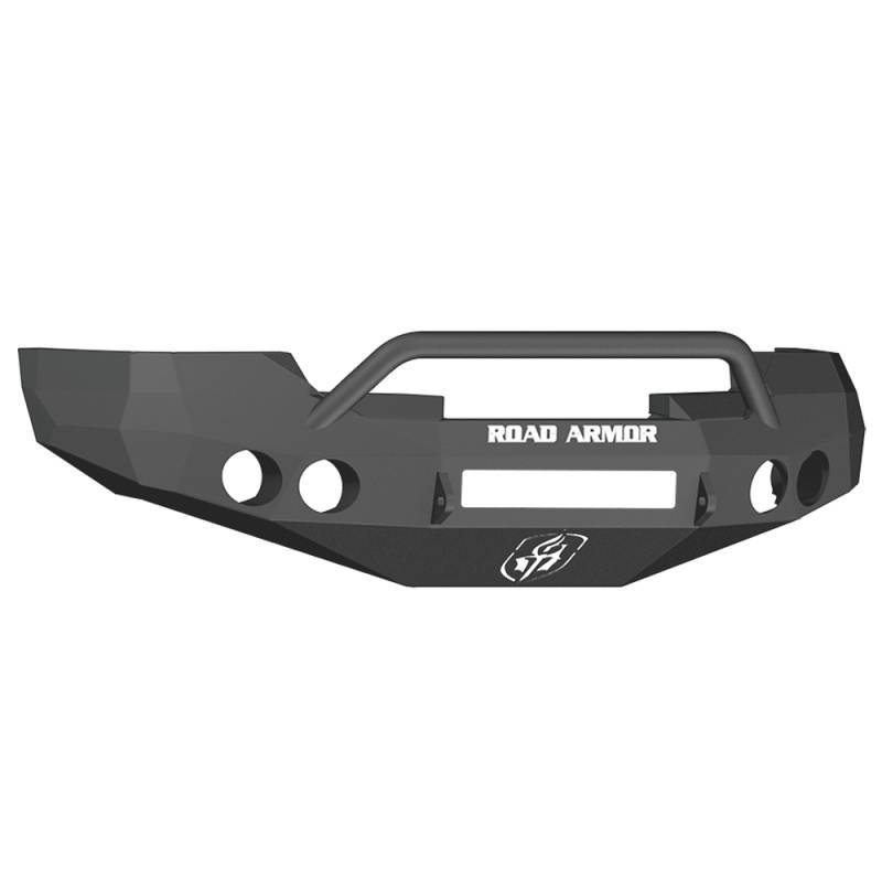 Road Armor - Road Armor 37704B-NW Stealth Non-Winch Front Bumper with Pre-Runner Guard and Round Light Holes for Chevy Silverado 1500 2008-2013