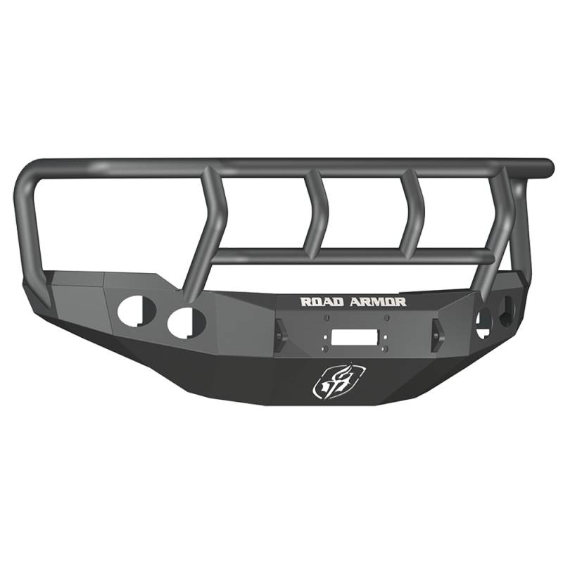 Road Armor - Road Armor 38202B Stealth Winch Front Bumper with Titan II Guard and Round Light Holes for Chevy Silverado 2500 HD/3500 HD 2011-2014