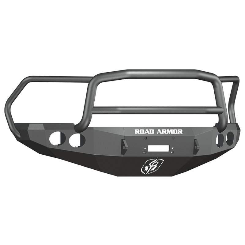 Road Armor - Road Armor 40805B Stealth Winch Front Bumper with Lonestar Guard and Round Light Holes for Dodge Ram 2500/3500/4500/5500 2010-2018