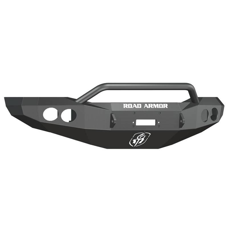 Road Armor - Road Armor 44074B Stealth Winch Front Bumper with Pre-Runner Guard and Round Light Holes for Dodge Ram 1500 2006-2008