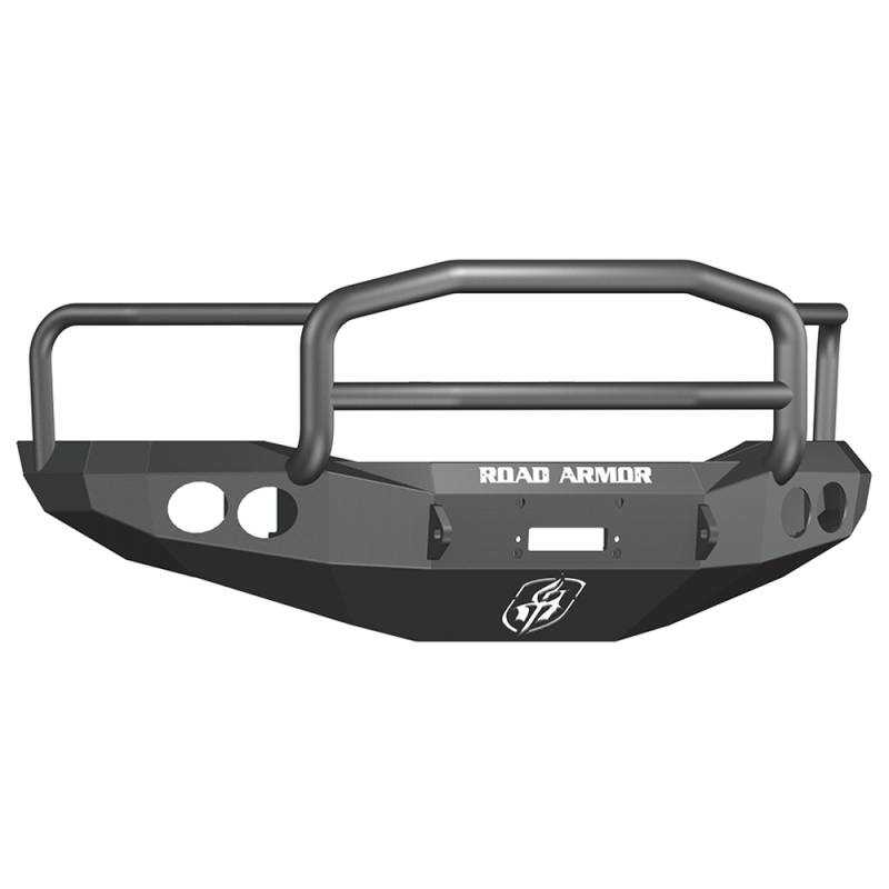 Road Armor - Road Armor 44075B Stealth Winch Front Bumper with Lonestar Guard and Round Light Holes for Dodge Ram 1500 2006-2008