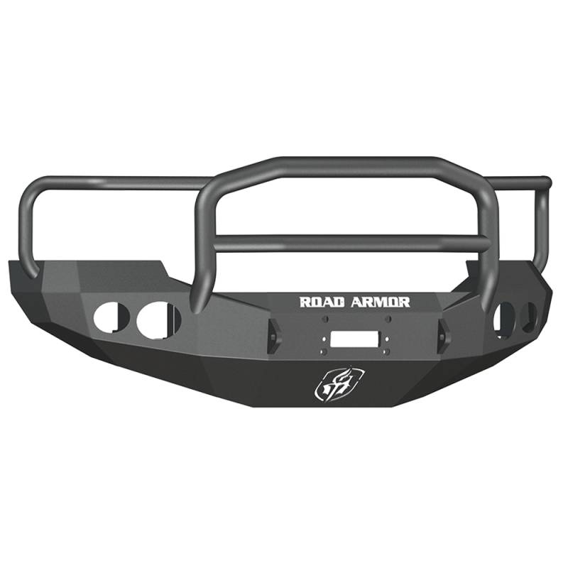 Road Armor - Road Armor 60505B Stealth Winch Front Bumper with Lonestar Guard and Round Light Holes for Ford F250/F350/F450/Excursion 2005-2007