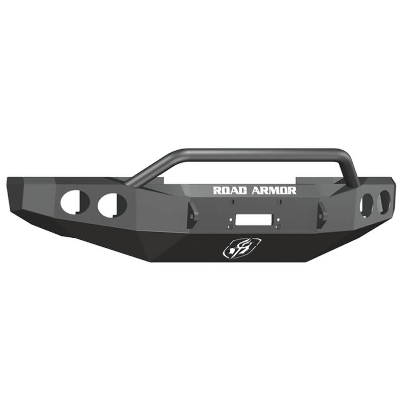 Road Armor - Road Armor 60804B Stealth Winch Front Bumper with Pre-Runner Guard and Round Light Holes for Ford F250/F350/F450 2008-2010