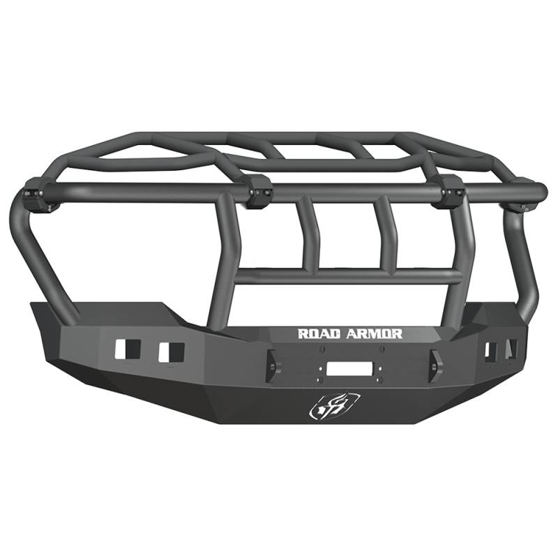 Road Armor - Road Armor 611R3B Stealth Winch Front Bumper with Intimidator Guard and Square Light Holes for Ford F250/F350 2011-2016