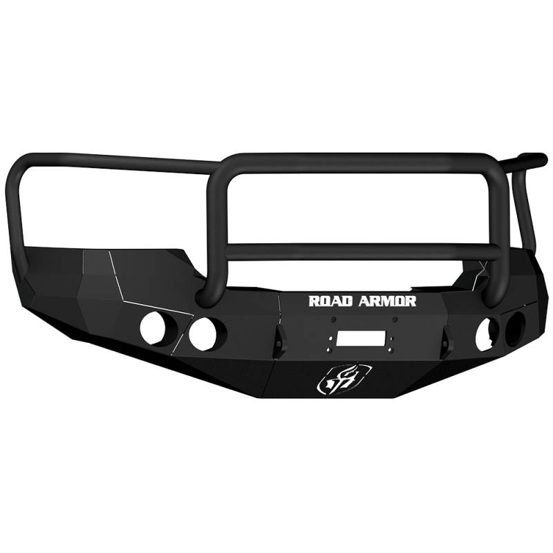 Road Armor - Road Armor 37405B Stealth Winch Front Bumper with Lonestar Guard and Round Light Holes for GMC Sierra 2500 HD/3500 HD/3500 2008-2010