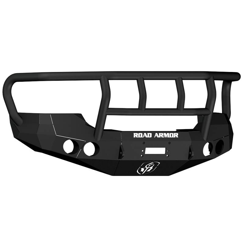 Road Armor - Road Armor 37402B Stealth Winch Front Bumper with Titan II Guard and Round Light Holes for GMC Sierra 2500 HD/3500 HD/3500 2008-2010