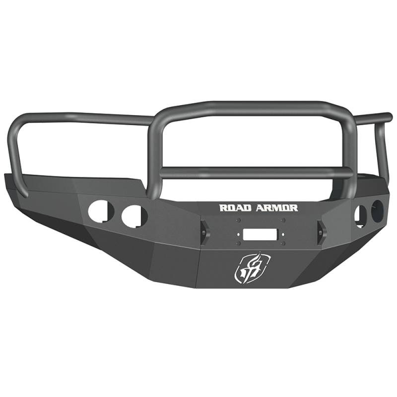Road Armor - Road Armor 38405B Stealth Winch Front Bumper with Lonestar Guard and Round Light Holes for GMC Sierra 2500 HD/3500 HD 2011-2014