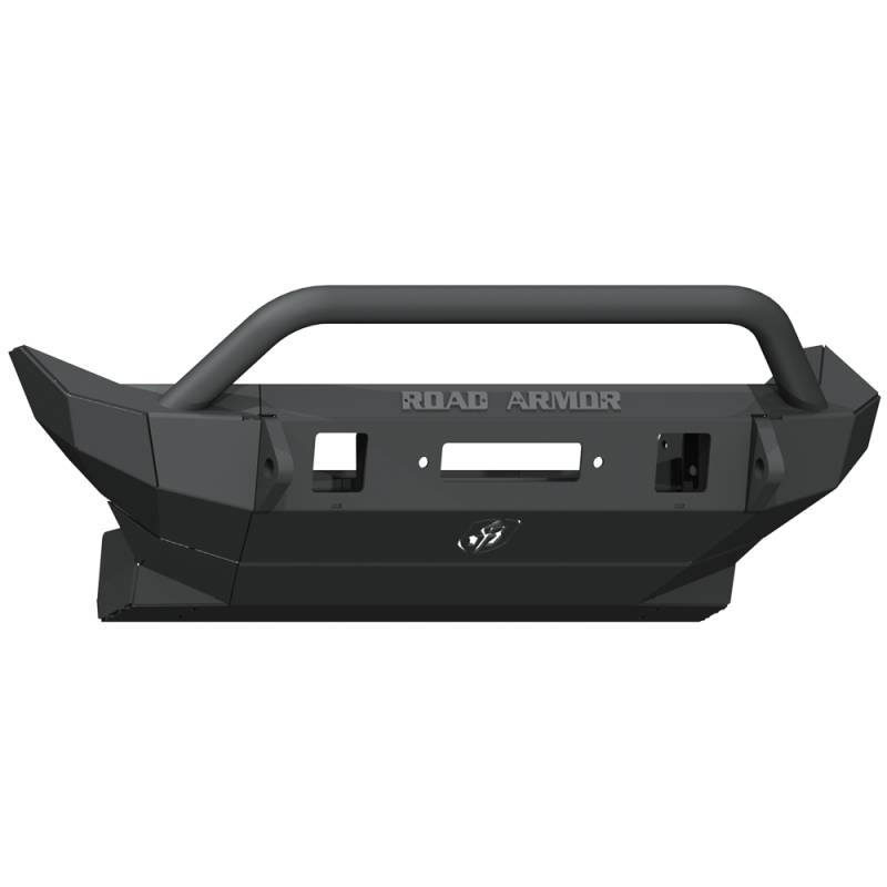 Road Armor - Road Armor 5182F4B Stealth Mid Width Winch Front Bumper with Pre-Runner Guard and Square Light Holes for Jeep Wrangler JL 2018-2019