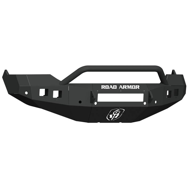 Road Armor - Road Armor 413F4B-NW Stealth Non-Winch Front Bumper with Pre-Runner Guard and Square Light Holes for Dodge Ram 1500 2013-2018