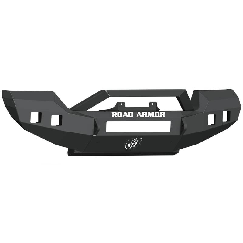 Road Armor - Road Armor 5183F3B Stealth Full Width Winch Front Bumper with Sheetmetal Bar Guard with Square light Holes for Jeep Wrangler JL 2018-2019