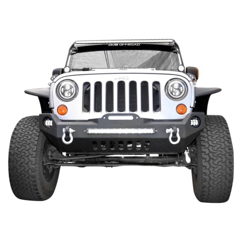 DV8 Offroad - DV8 Offroad FBSHTB-17 Mid Length Winch Front Bumper with Fog Lights Holes for Jeep Wrangler JK 2007-2018